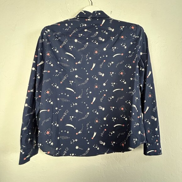 Boden Womens Classic Shirt Size 8P Shooting Star Button-Down Long Sleeve Navy - Picture 2 of 8
